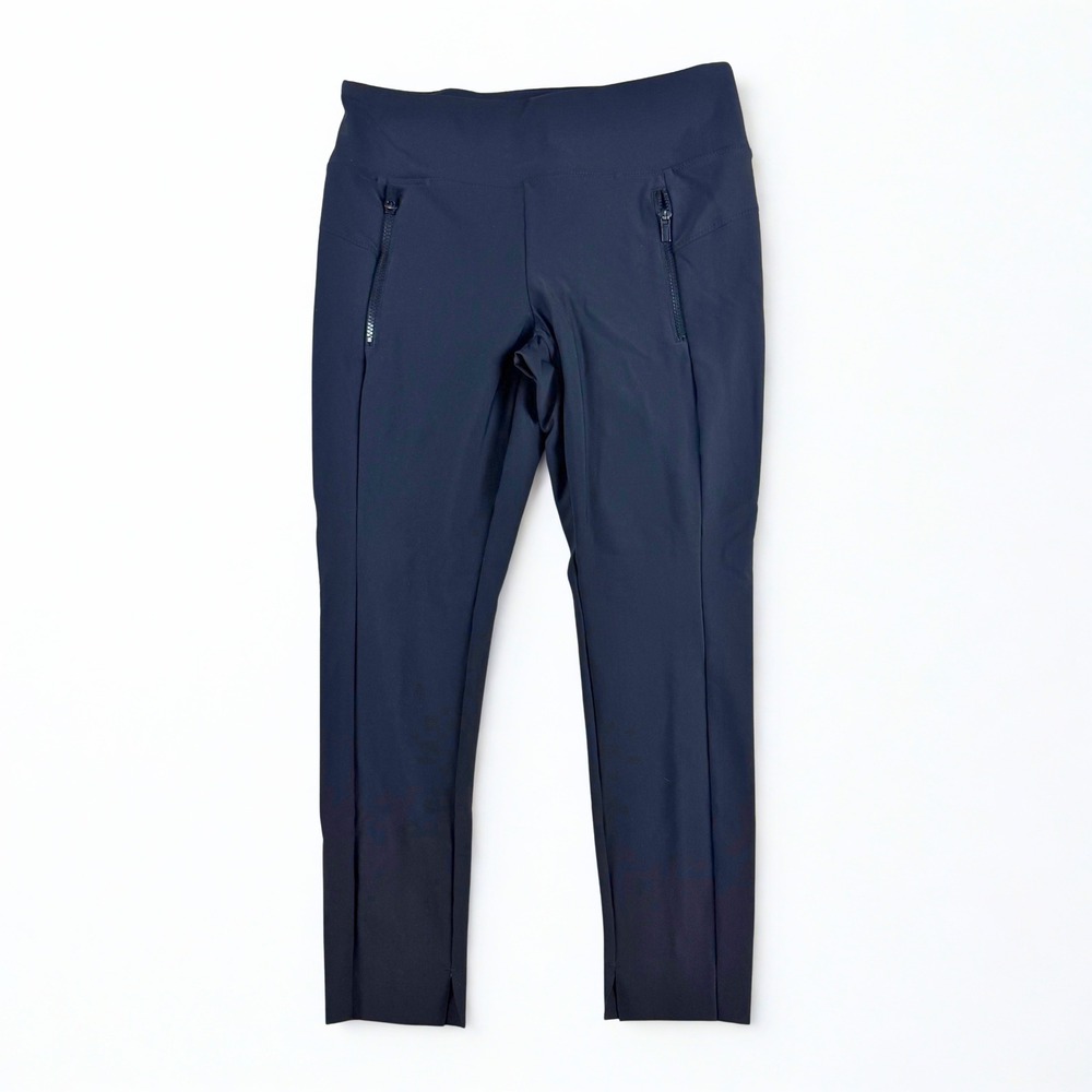 Athleta Stellar Leggings Womens MP Black Zip Pocket‎ Ankle Slit Techwear Petite